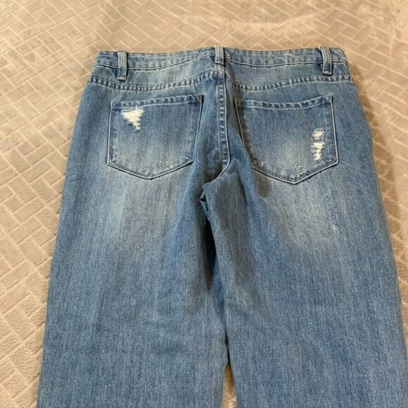 Rachel Roy Womens 28 Denim Jeans Blue Straight Ankle Distressed 100% Cotton - Picture 10 of 12